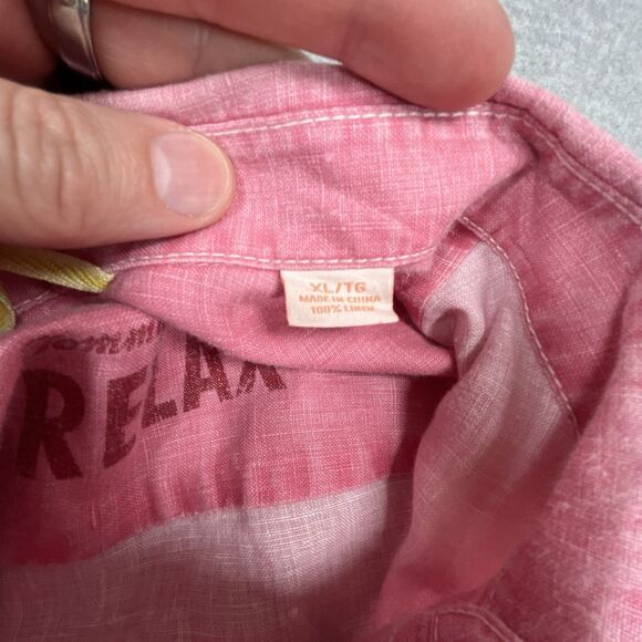 Tommy Bahama Shirt Mens XL Extra Large Pink 100% Linen Long Sleeve Button Up - Picture 8 of 12